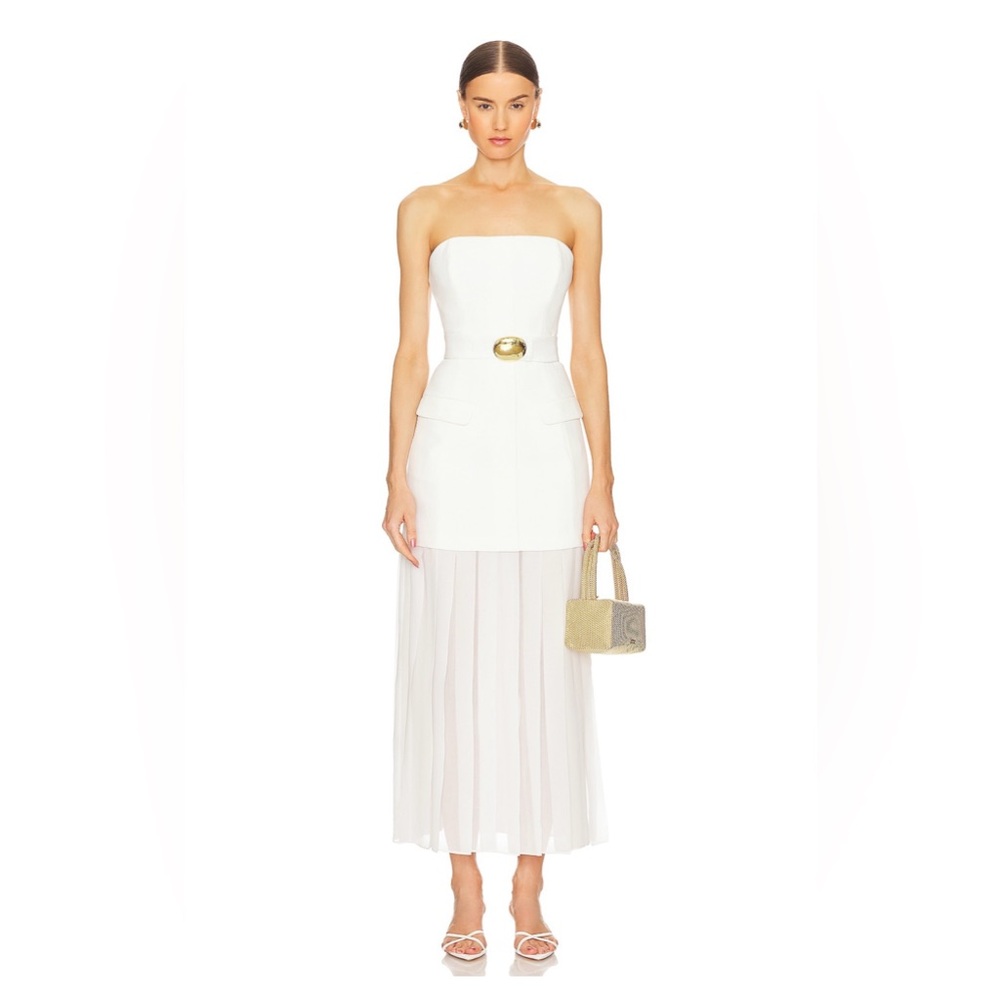 NICHOLAS Reagan Strapless Mini Dress With Pleated Skirt
